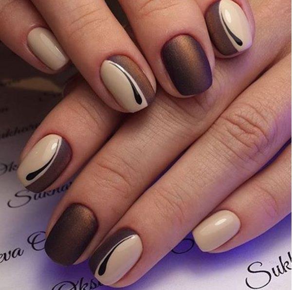 chocolate nails brown and beige .pinteres