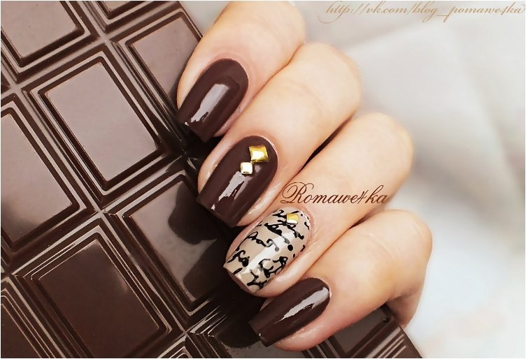 chocolate color nail design