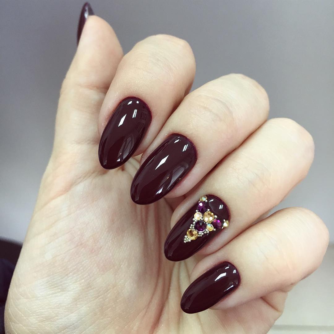 chocolate nails rhinestone decal nail instagram