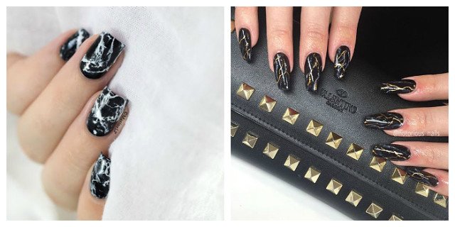 marble nails black white or gold mycdn