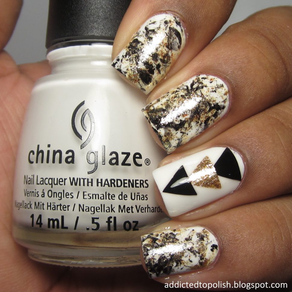 marble nails golf black triangles h mynailgallery.org wonderful gel for nails black white and gold triangle nail art addicted to polis