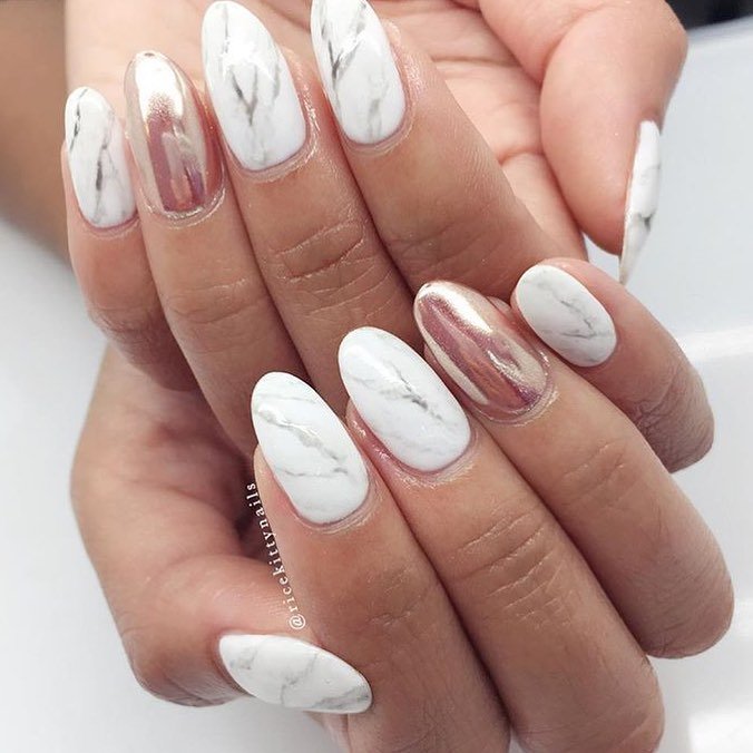 marble nails white marble and rose gold BMhuYw6Ag Y