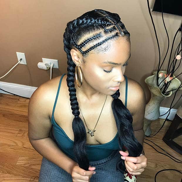 fulani inspired pigtails double braids