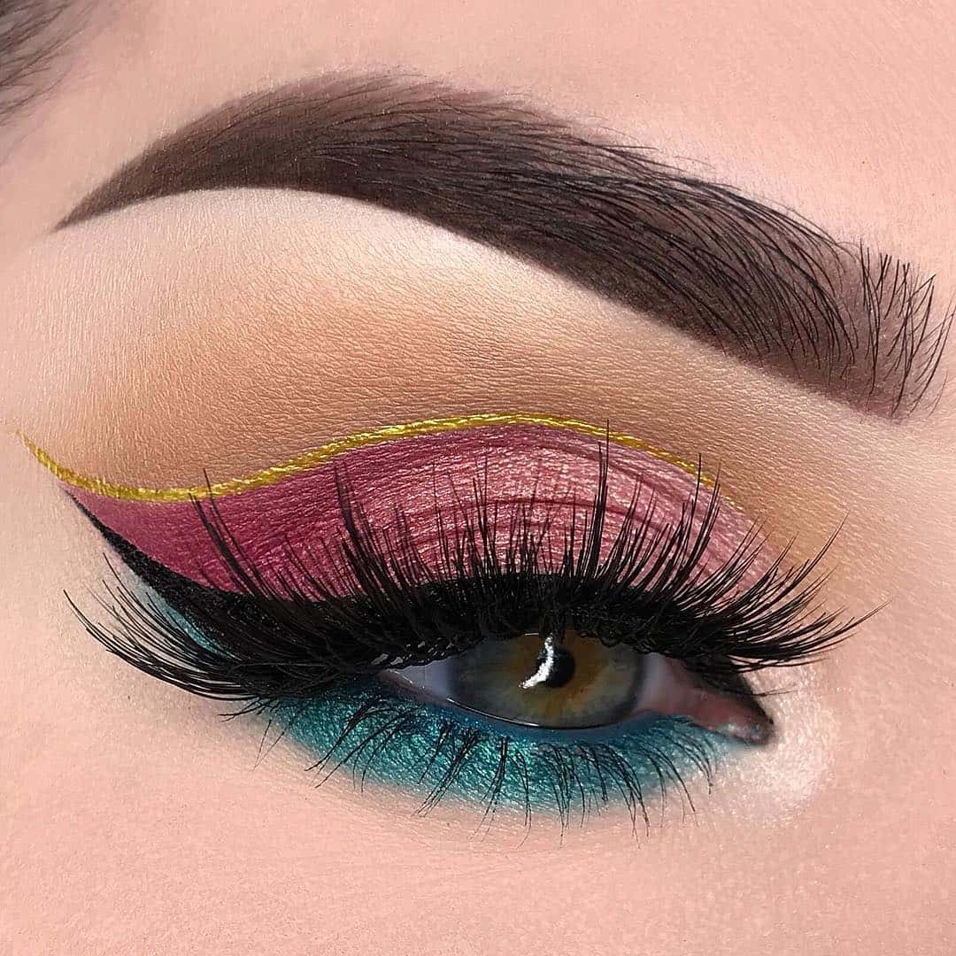 pink and blue gold crease