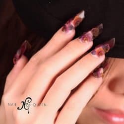 brown tip 3d floral nails