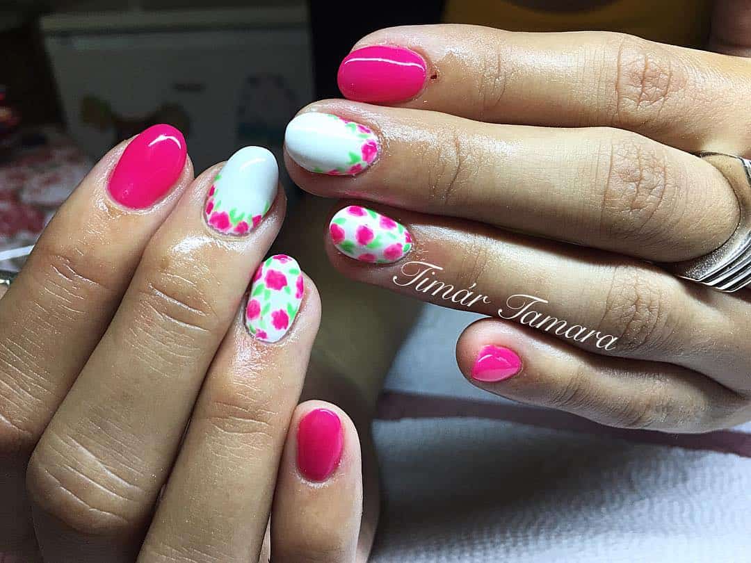 neon pink and white