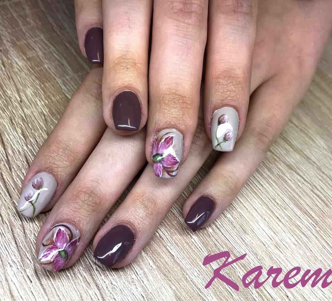 brown purple nails