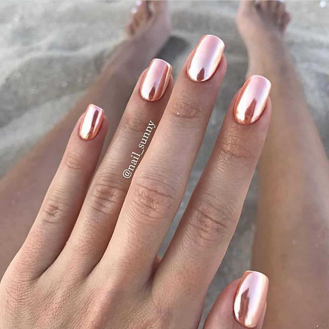 Rose Gold Nails 30 Ideas from High Shine to Roses in Literal Gold