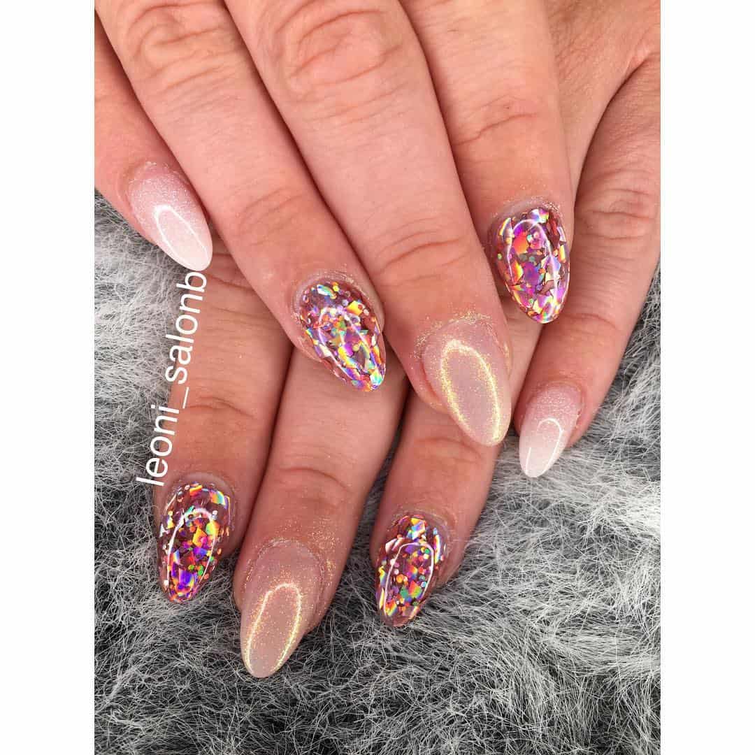 holographic oval with confetti