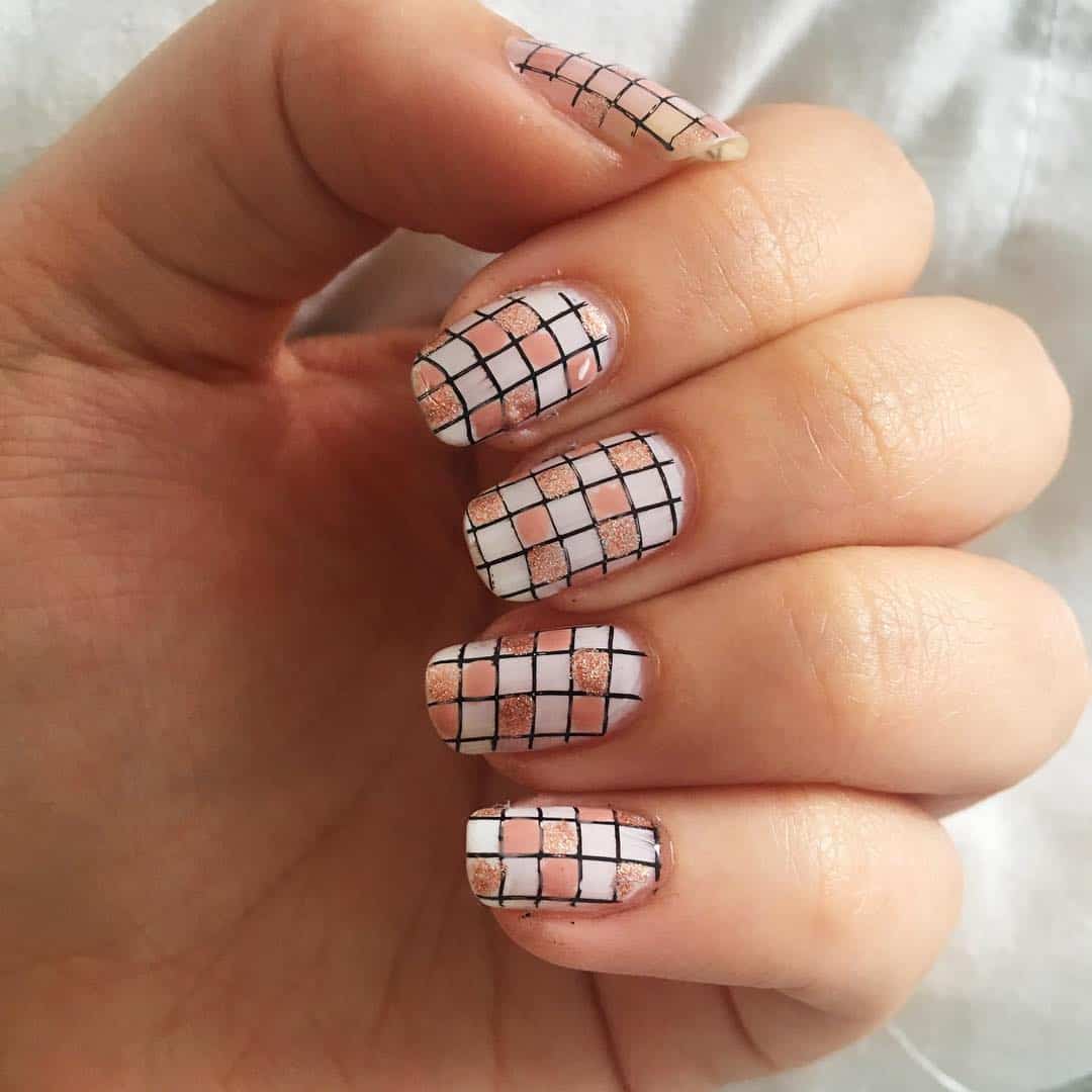 pink and rose gold grid