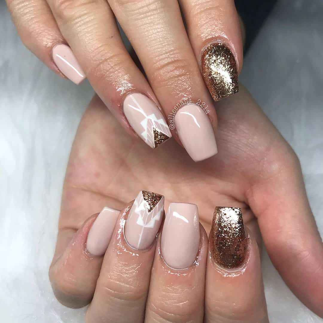 glitter gloss short coffin nails