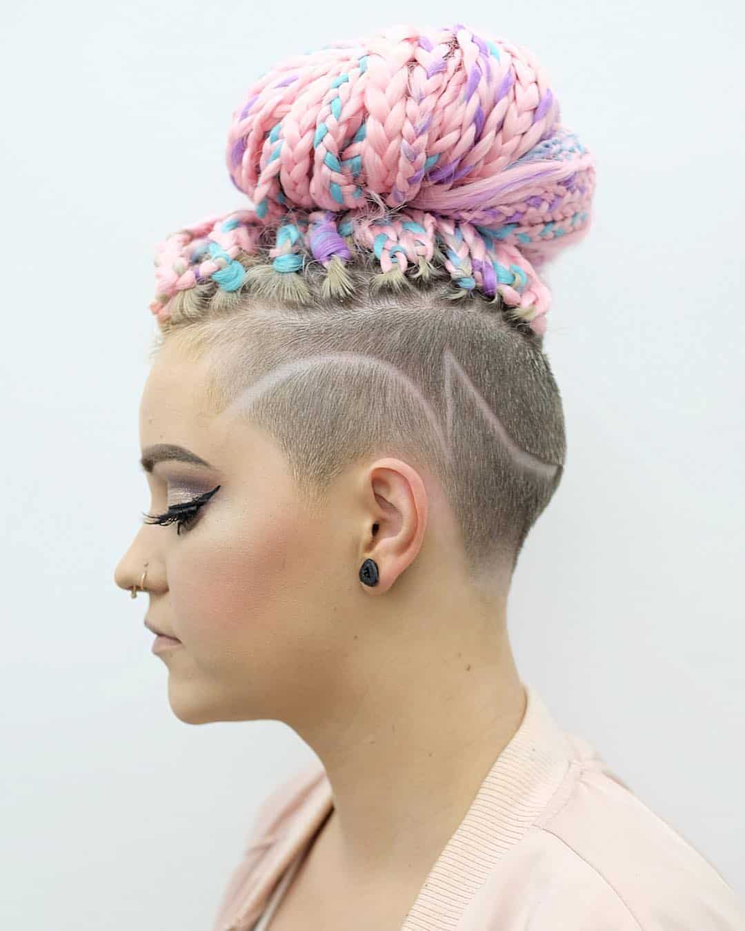 candy bun with shaved edged razorcut