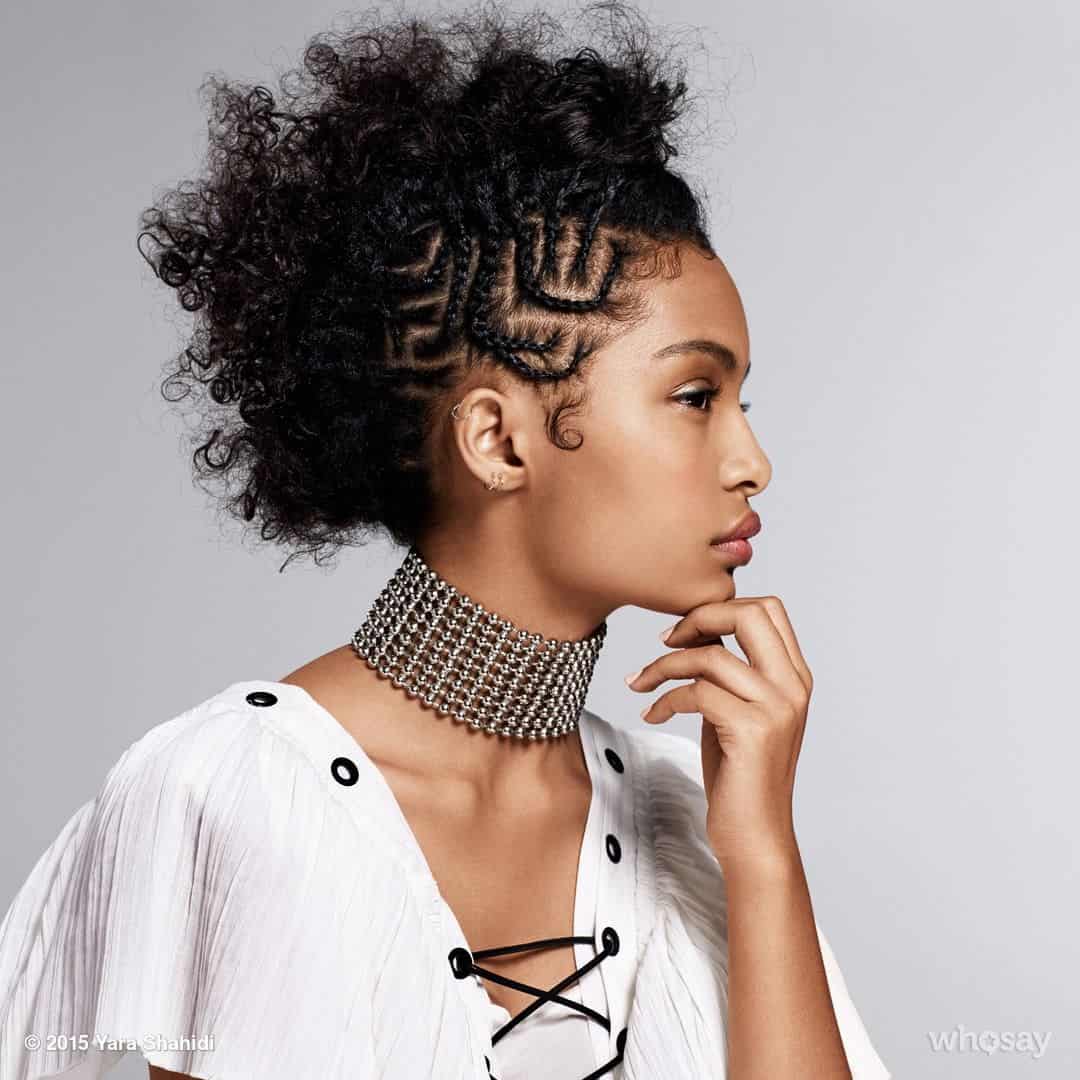 geomebtric cornrow faux hawk