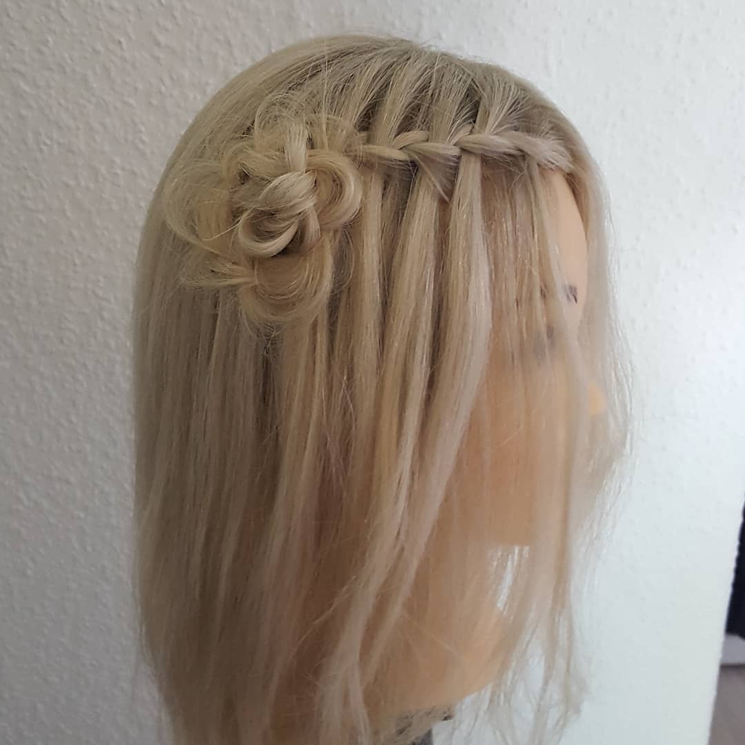 waterfall side braid with flower