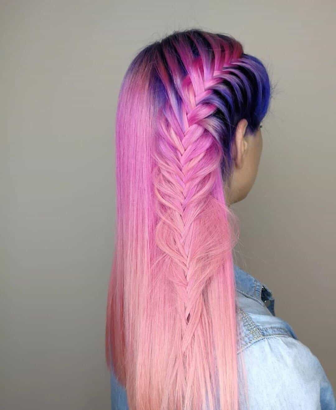 pull out fishtail on three gradient hair