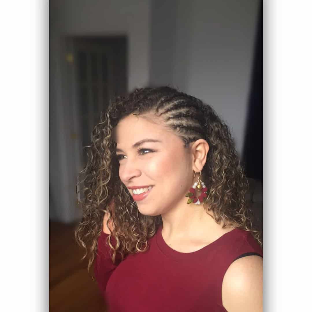 side cornrows on curly hair