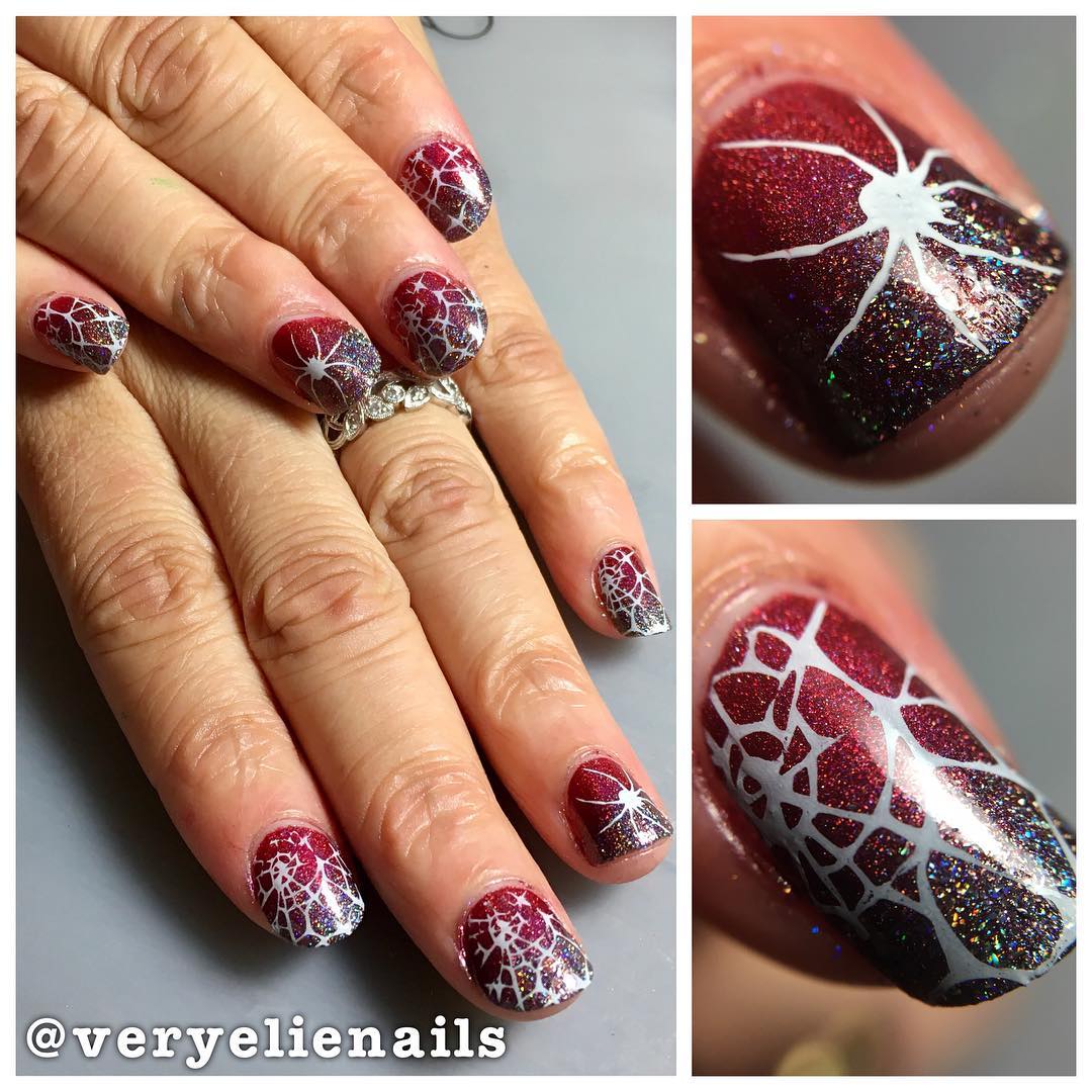 Halloween nails red black ombre spider nail BYW4bGYFkiH