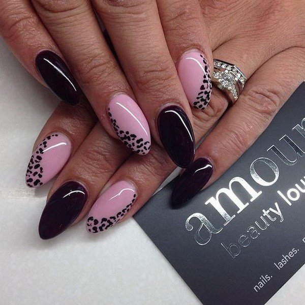 baby pink and black almond