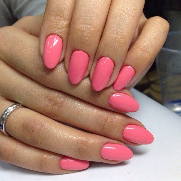 Bright pink nails