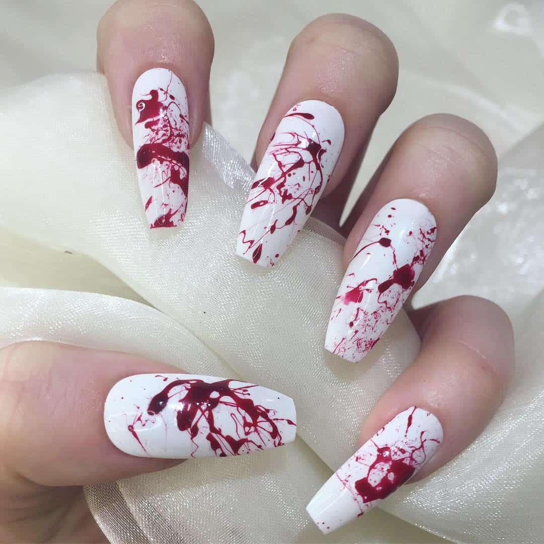 scary-skull-nail-art-design-with-blood-drops - K4 Fashion