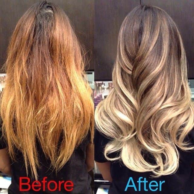 Orange and blonde hair ( before and after effect )