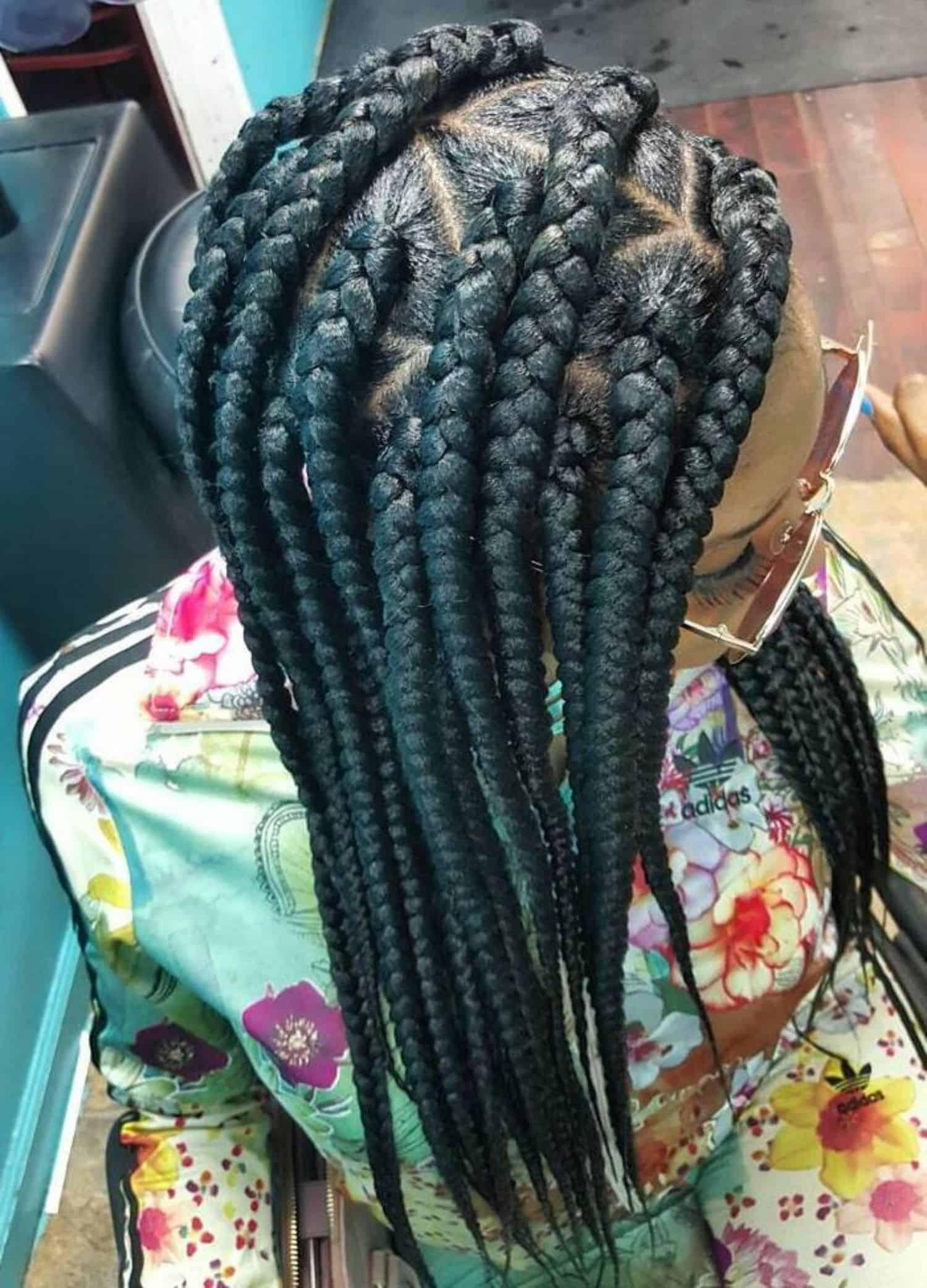 Bold Triangle Parted Box Braids