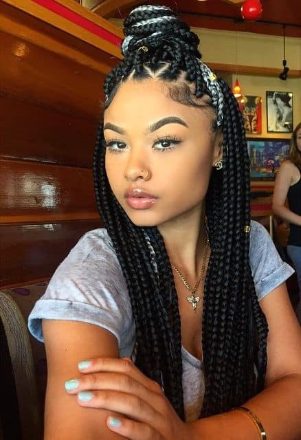 Long Black and Grey Box Braids