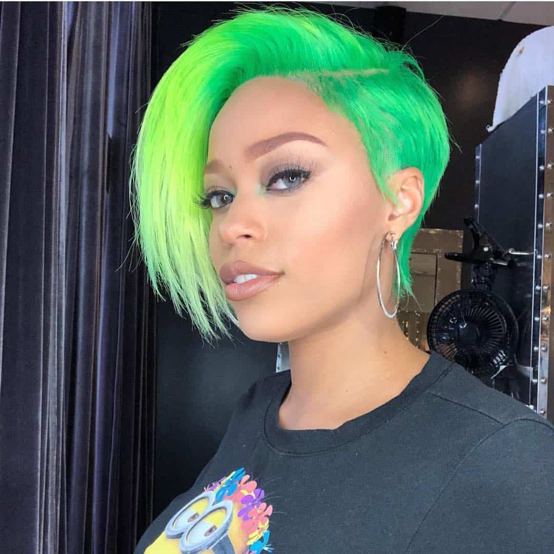 Short green haircut