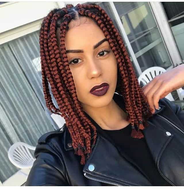 Medium Length Red Box Braids