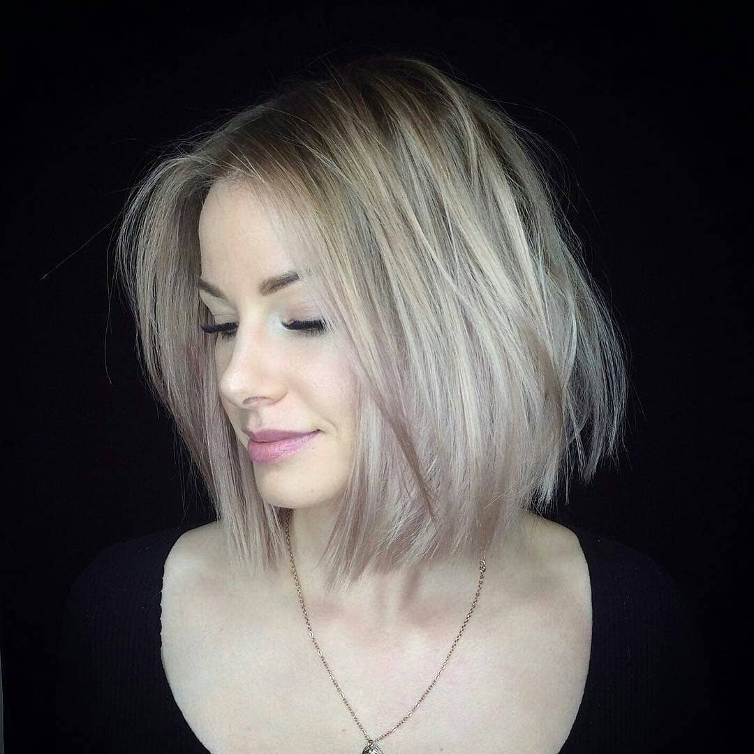 Voluminous Blond Inverted Bob With Dark Tips