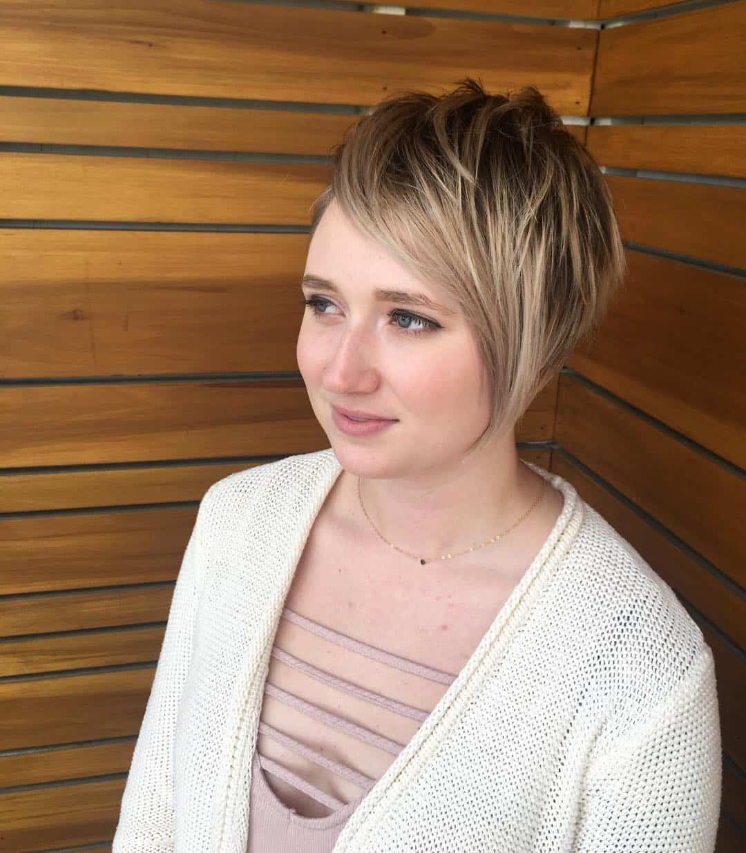 Choppy Asymmetrical Pixie With Sandy Blonde Highlights