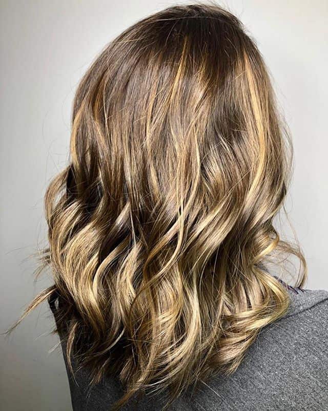 Wavy Brown With Honey And Caramel Highlights