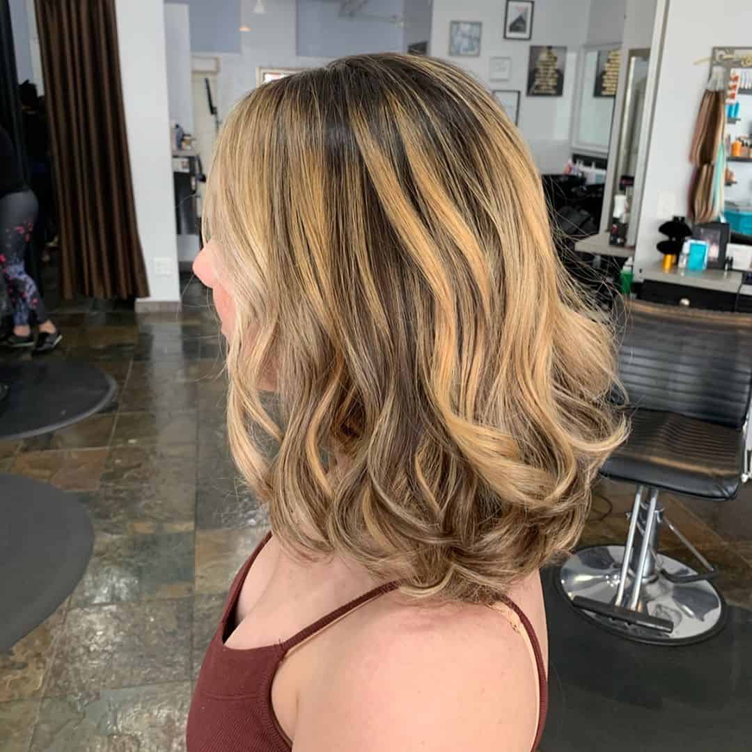 Light Brown With Beach Wave Blonde Highlights