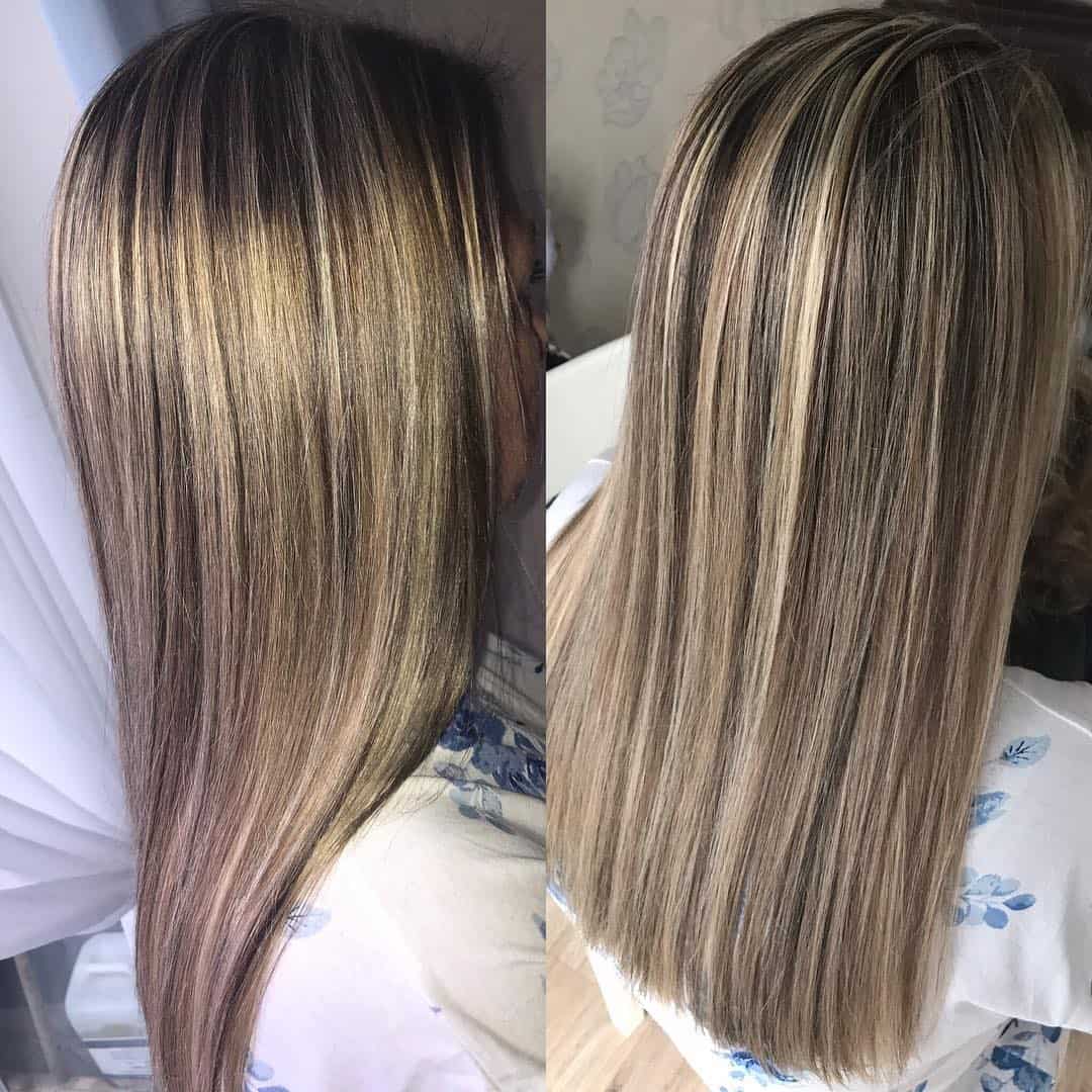 Dark Brown With Medium Champagne Highlights