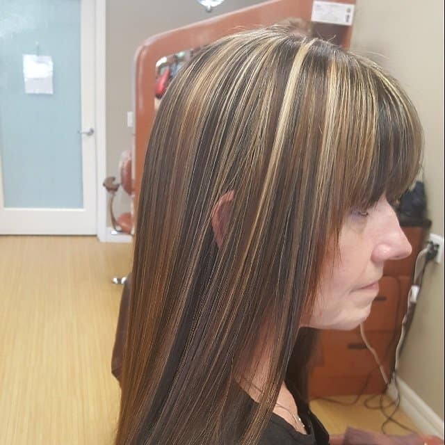 Blonde highlights on brown straight cheap hair