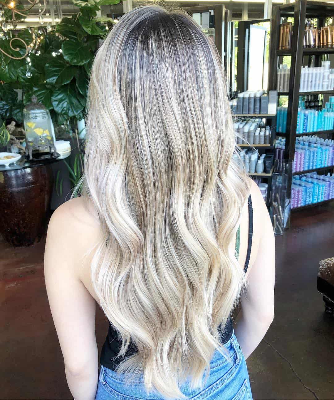 Bright Ash Blonde Ombre Highlights On