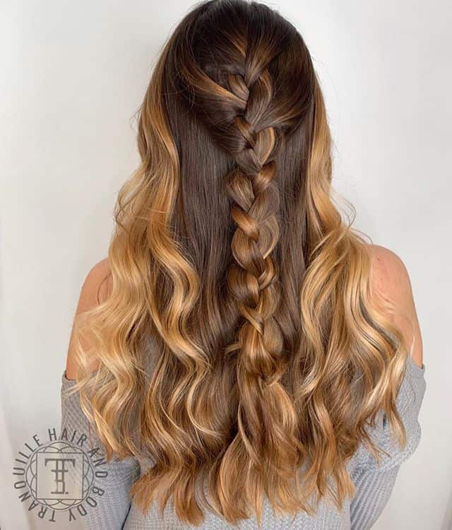 Curled Long Brown With Honey Balayage And Highlights