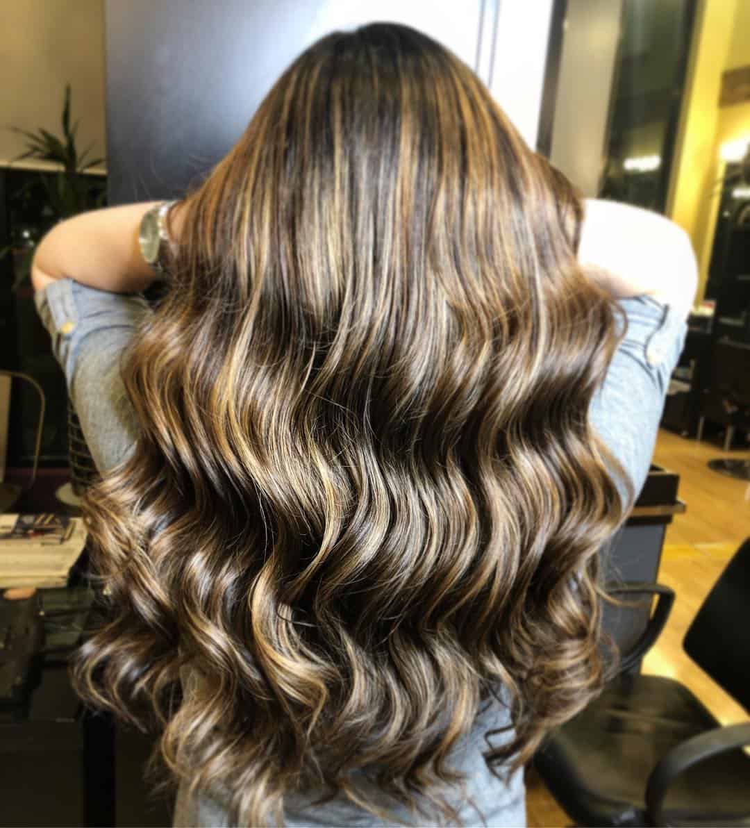 Shiny Caramel Highlights On Neutral Brown