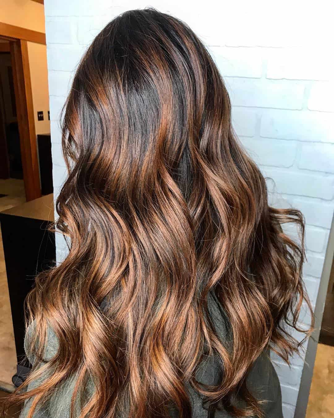 Black To Brown Balayage With Dark Caramel Highlights