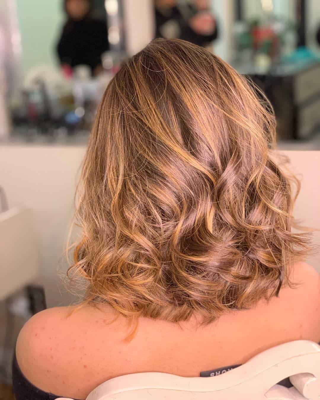 Short Rose Gold With Caramel Highlights