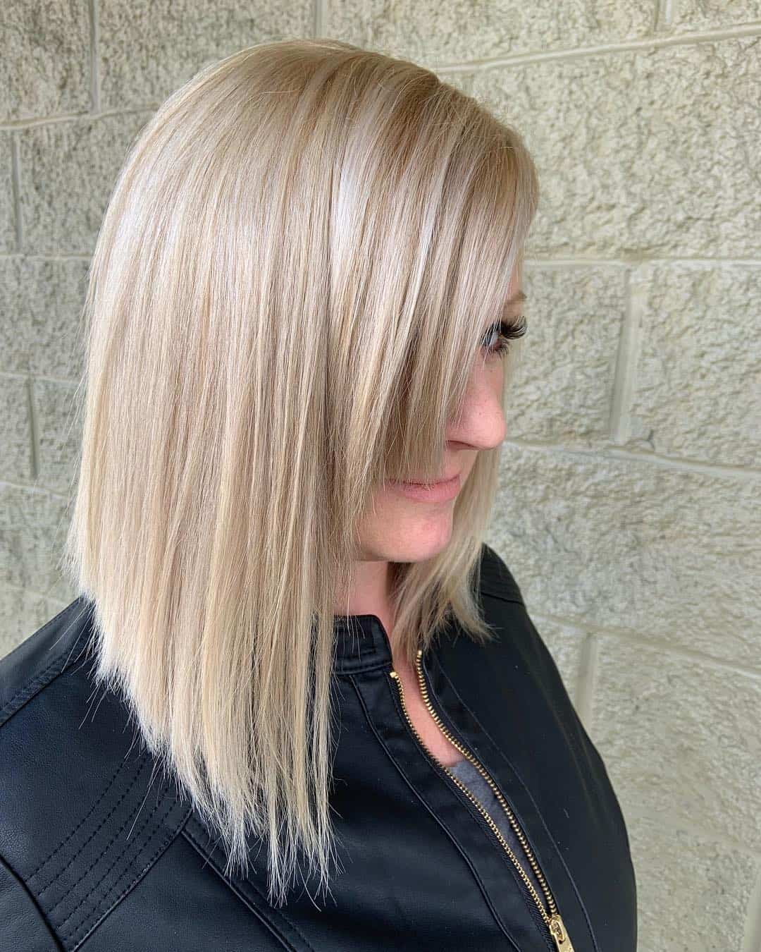 Long Blond Inverted Bob