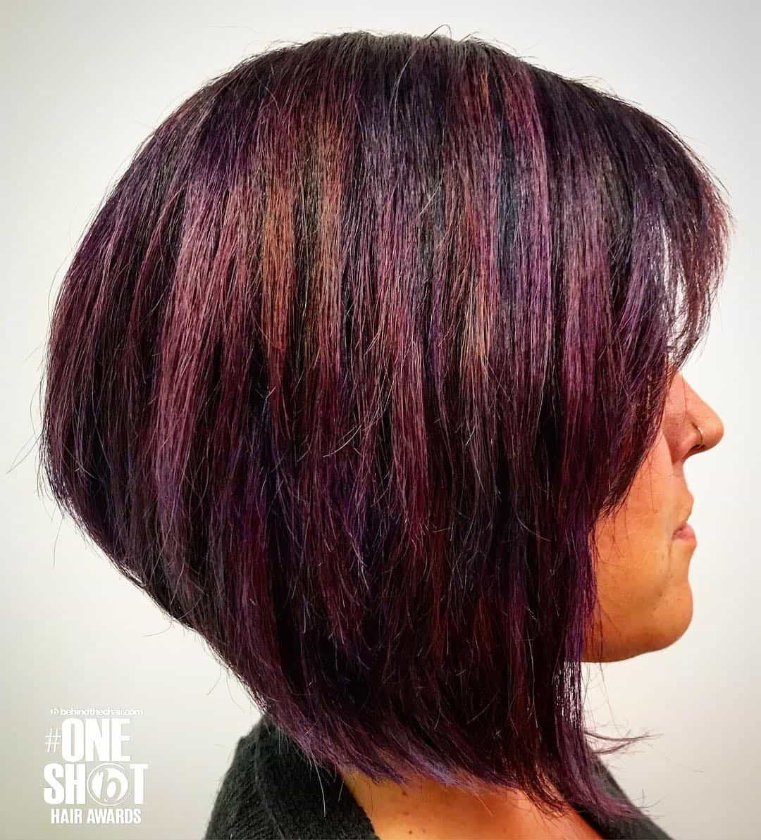 Magenta Tones Inverted Bob