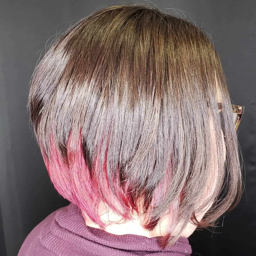 Textured Inverted Bob With Deep Red Peek-A-Boo