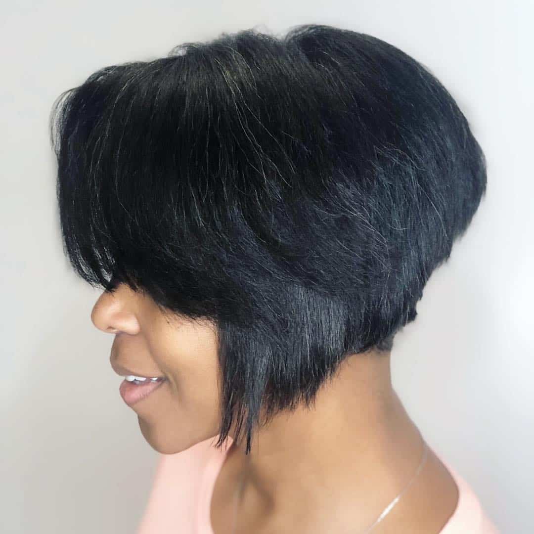 Black Sectioned Inverted Bob