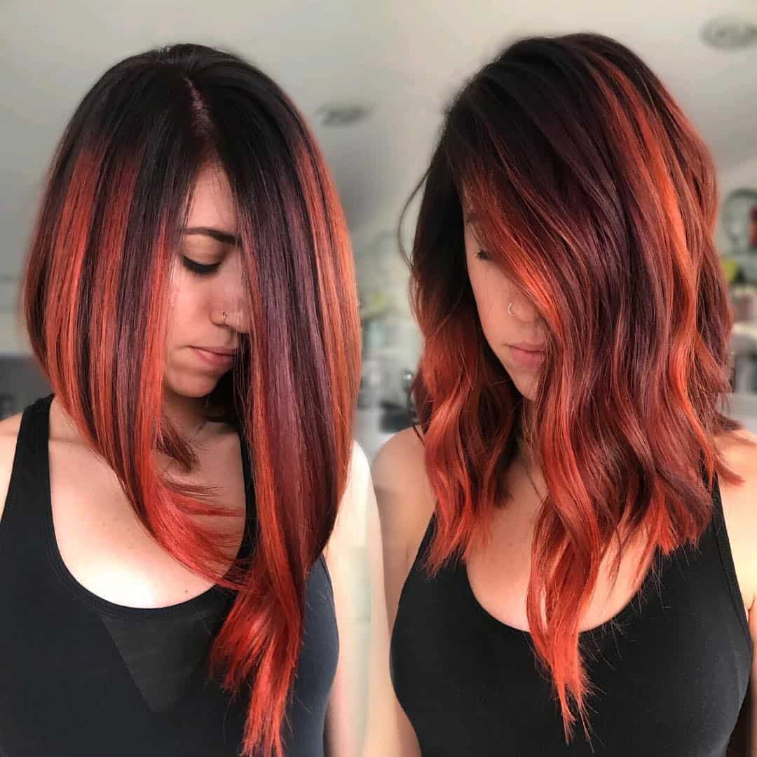 asymmetric red highlights