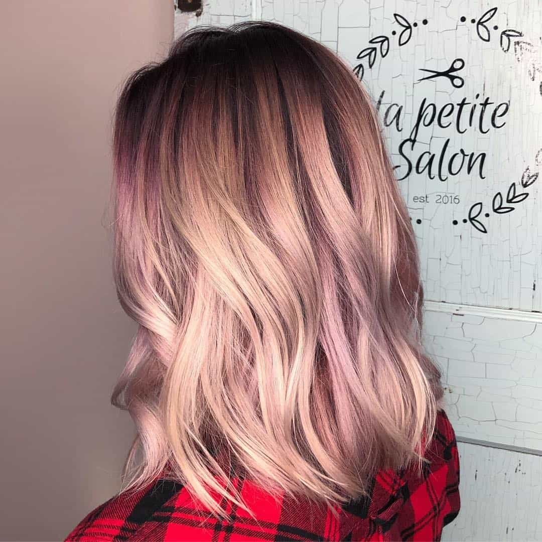Plum root melted into a pretty soft pastel blonde