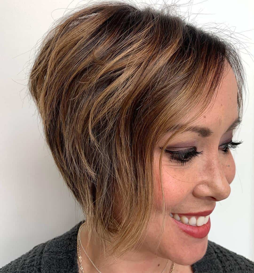 Warm Blond Balayage Long Pixie