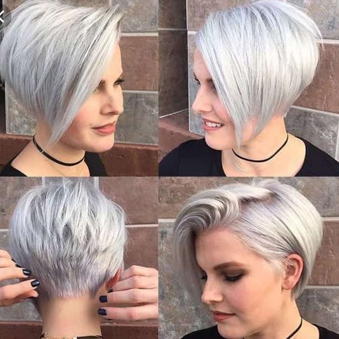 Ash Blond A-Line Long Pixie