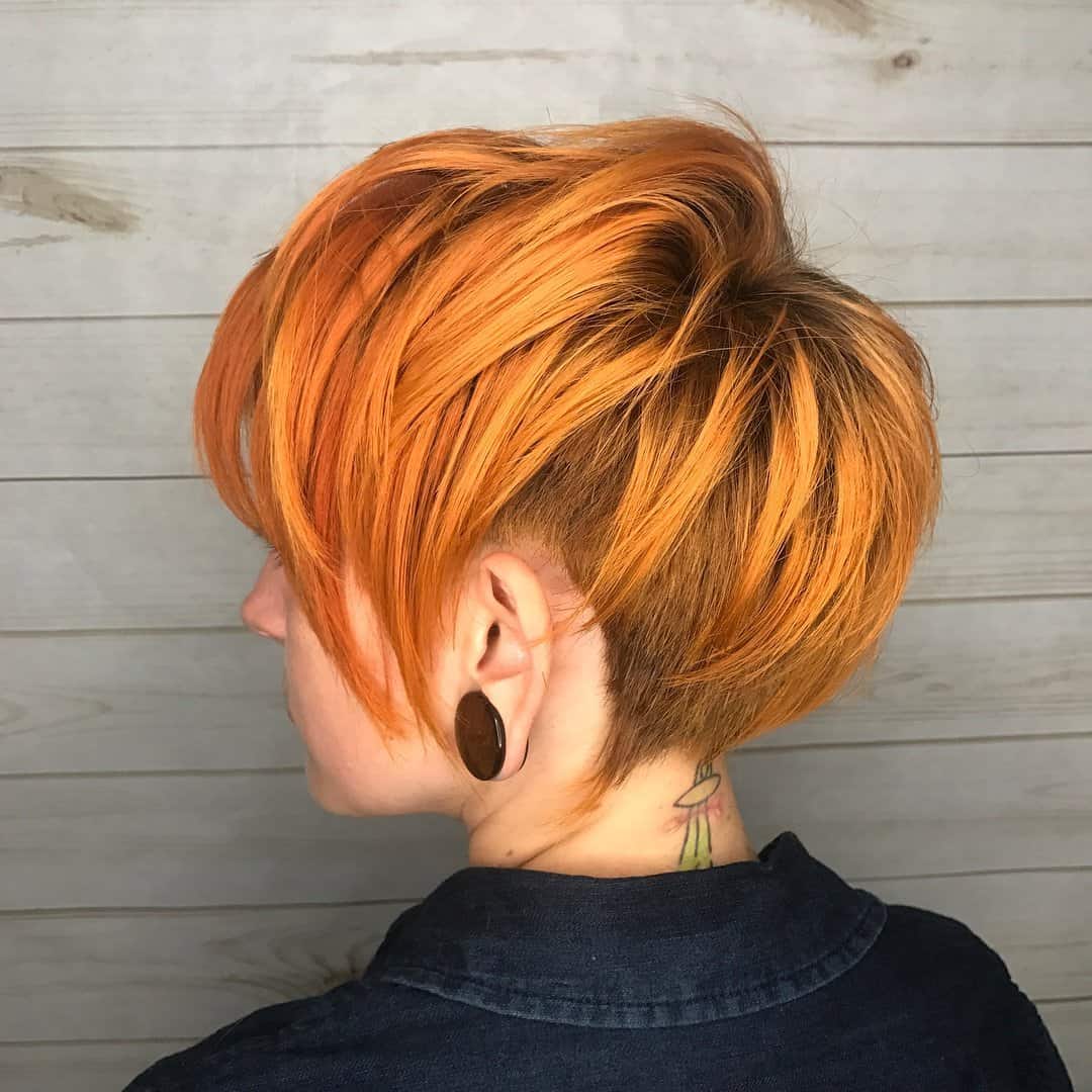 Orange Long Layered Pixie With Undercut