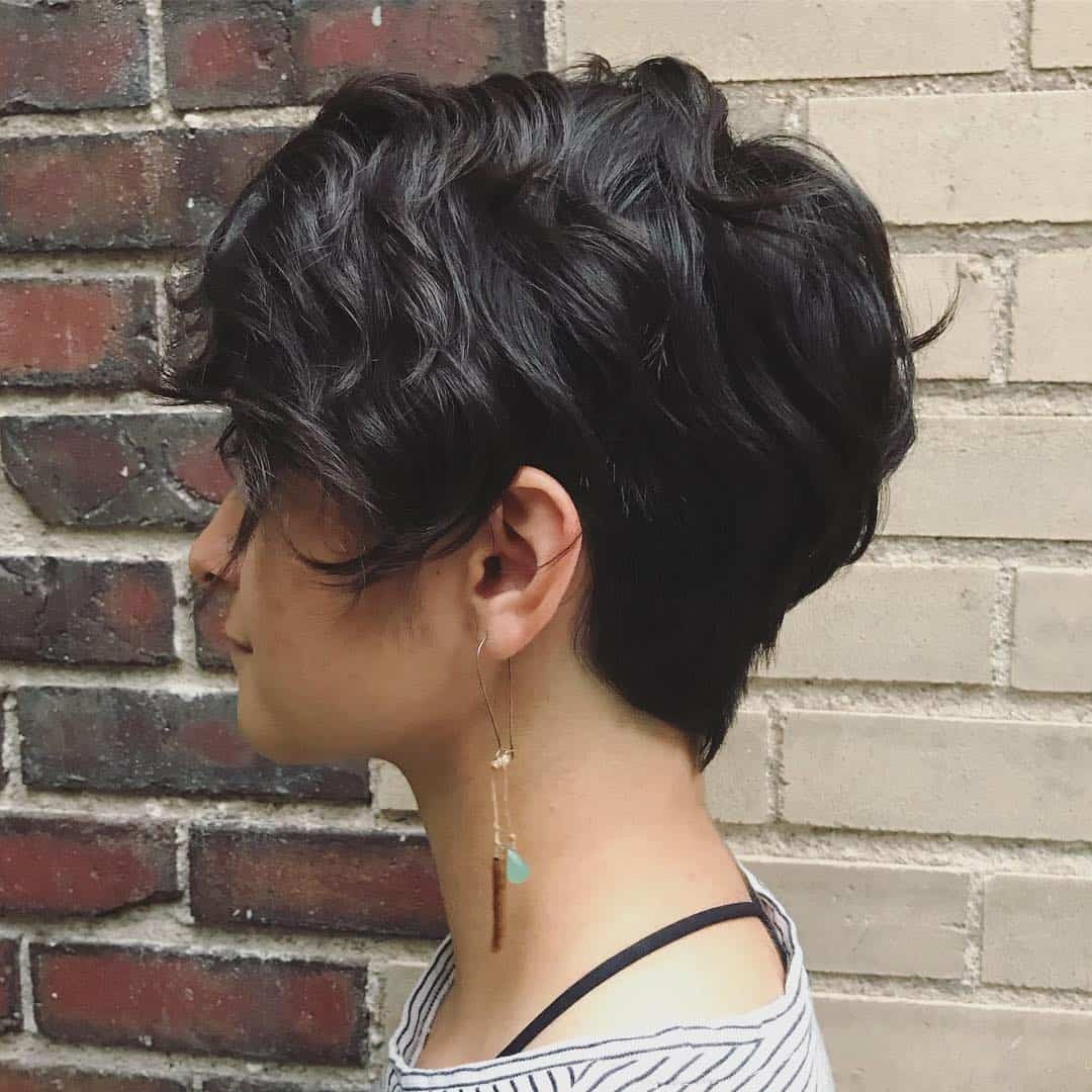 Black Feathery Long Pixie